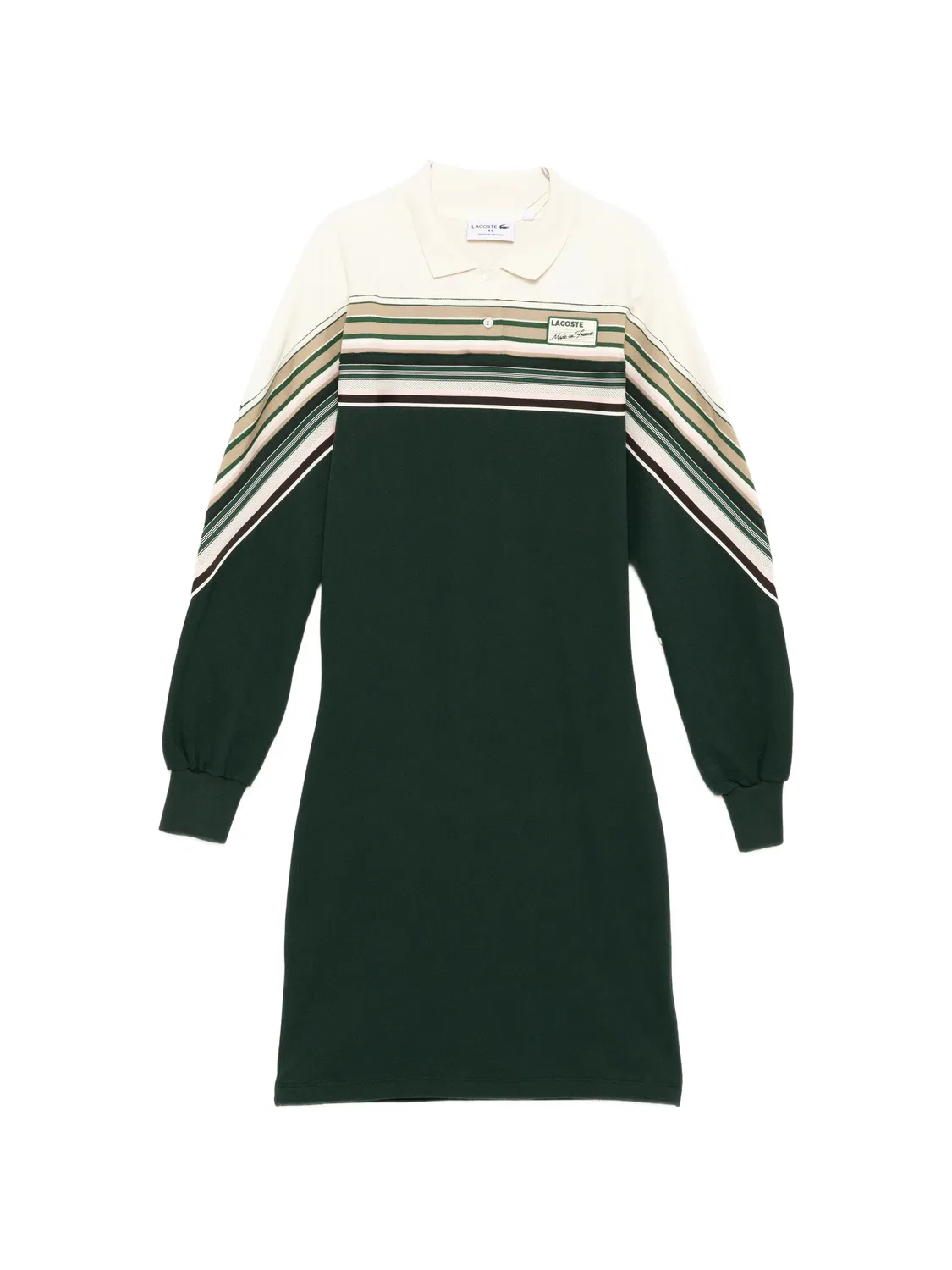 Платье поло Lacoste в полоску, темно-зеленый
