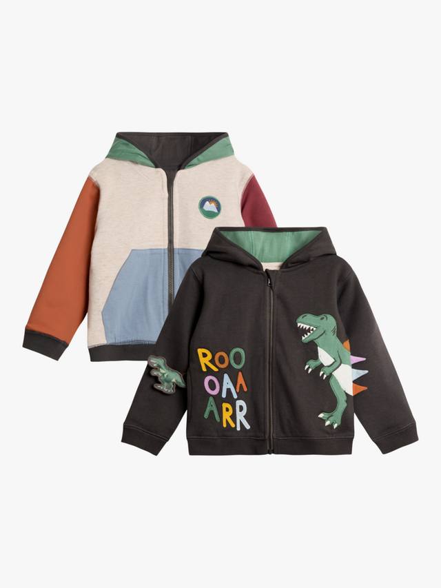 

Детский хлопковый реверсивный худи с аппликацией JoJo Maman Bébé, Charcoal