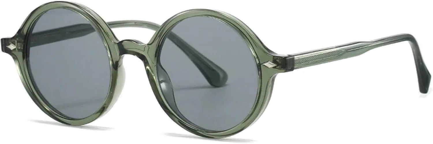 

Круглые женские солнцезащитные очки в стиле панк с заклепками, мужские солнцезащитные очки чайного зеленого цвета с защитой от УФ-излучения UV400 DSVIGF, Green Grey