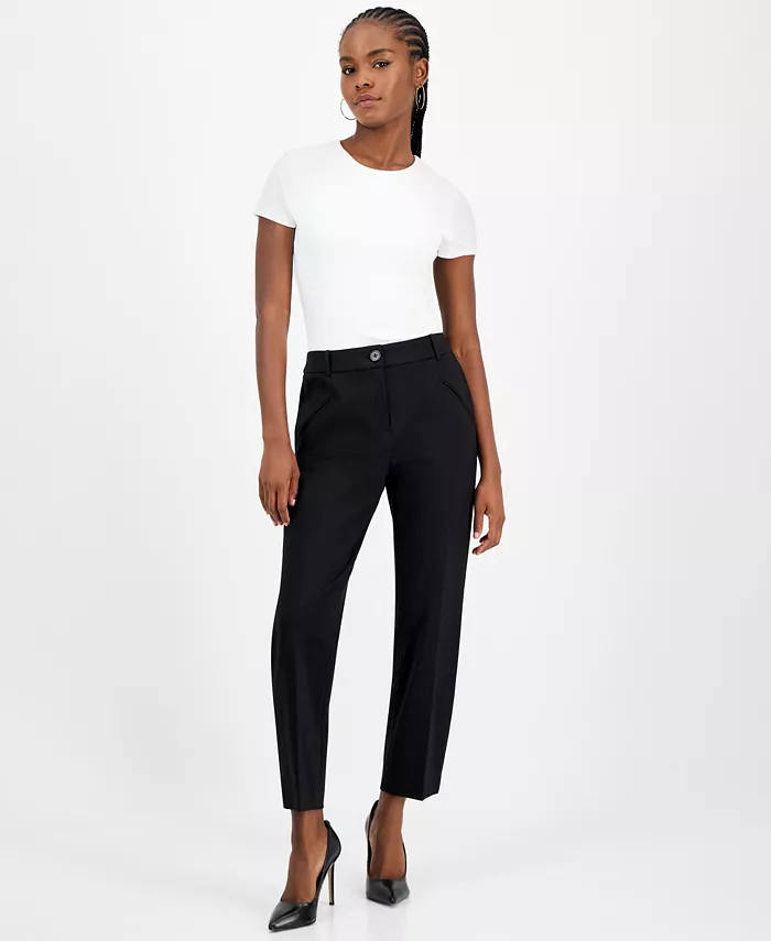 

Женские компрессионные брюки с высокой талией и прямыми штанинами Bar Iii, черный