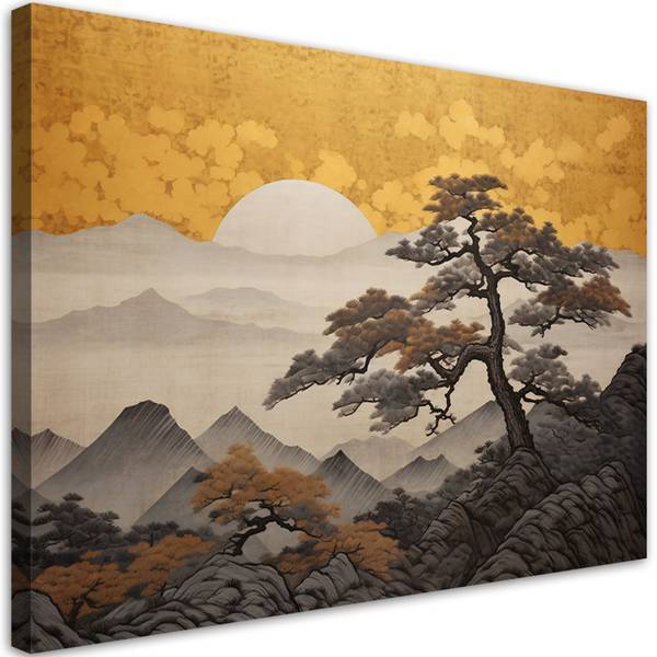 

Картина арт-принт KUNSTLOFT Sunrise Over Mountain, желтый