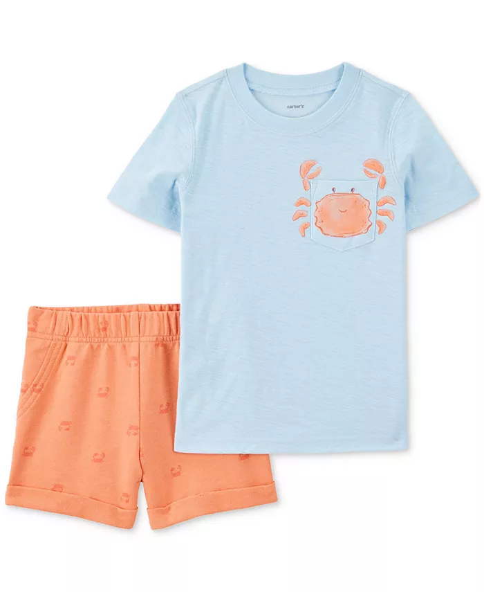 

Детский комплект для мальчиков Crab Top & Shorts, 2 предмета Carter's, синий