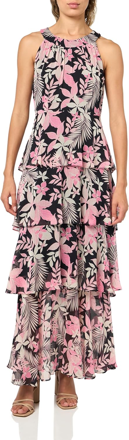 

Женское платье макси без рукавов с халтер-воротом от Tommy Hilfiger, многоуровневое, Peony Multi