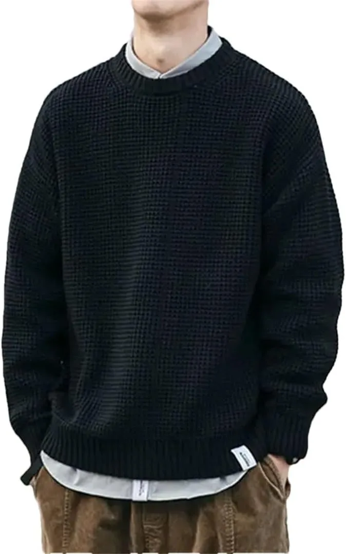 

Мужской зимний свитер свободного кроя с длинным рукавом в корейском стиле