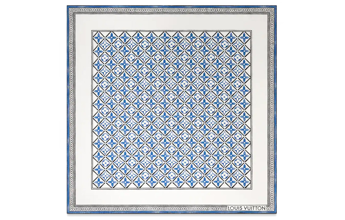 

LOUIS VUITTON Монограмма Цветочная плитка Квадрат 90, Blue White