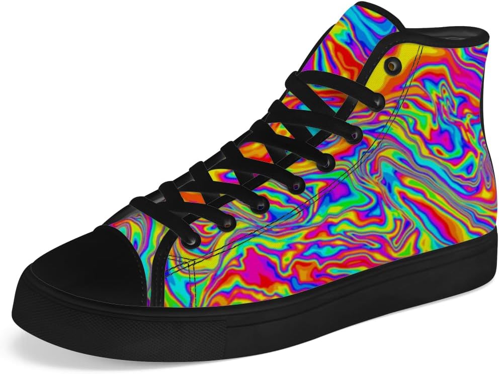 

Мужские и женские кеды chebing с психоделическим дизайном, высокие кроссовки на шнуровке, повседневная обувь, подарок для папы и мамы, 615 Multicolor