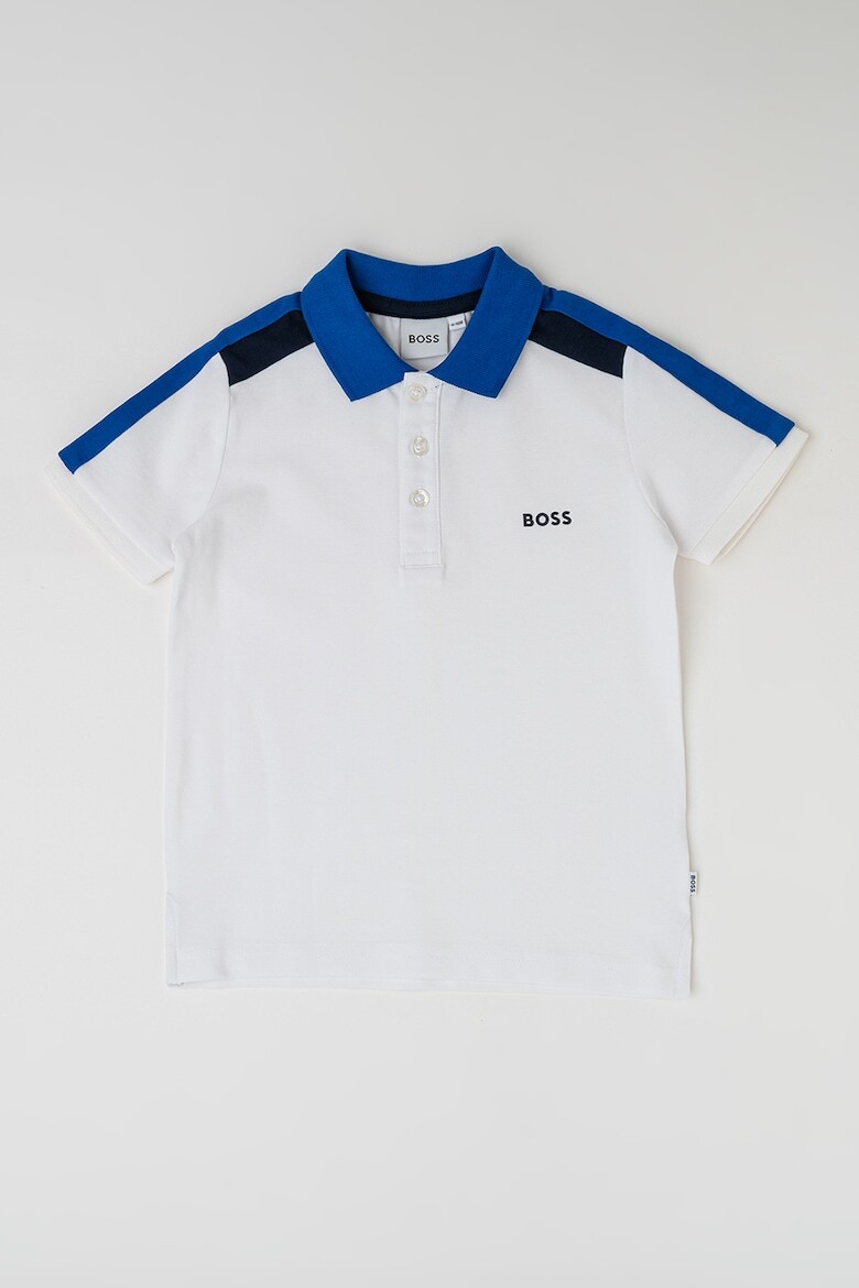 

Хлопковая футболка с воротником и логотипом Boss Kidswear, белый