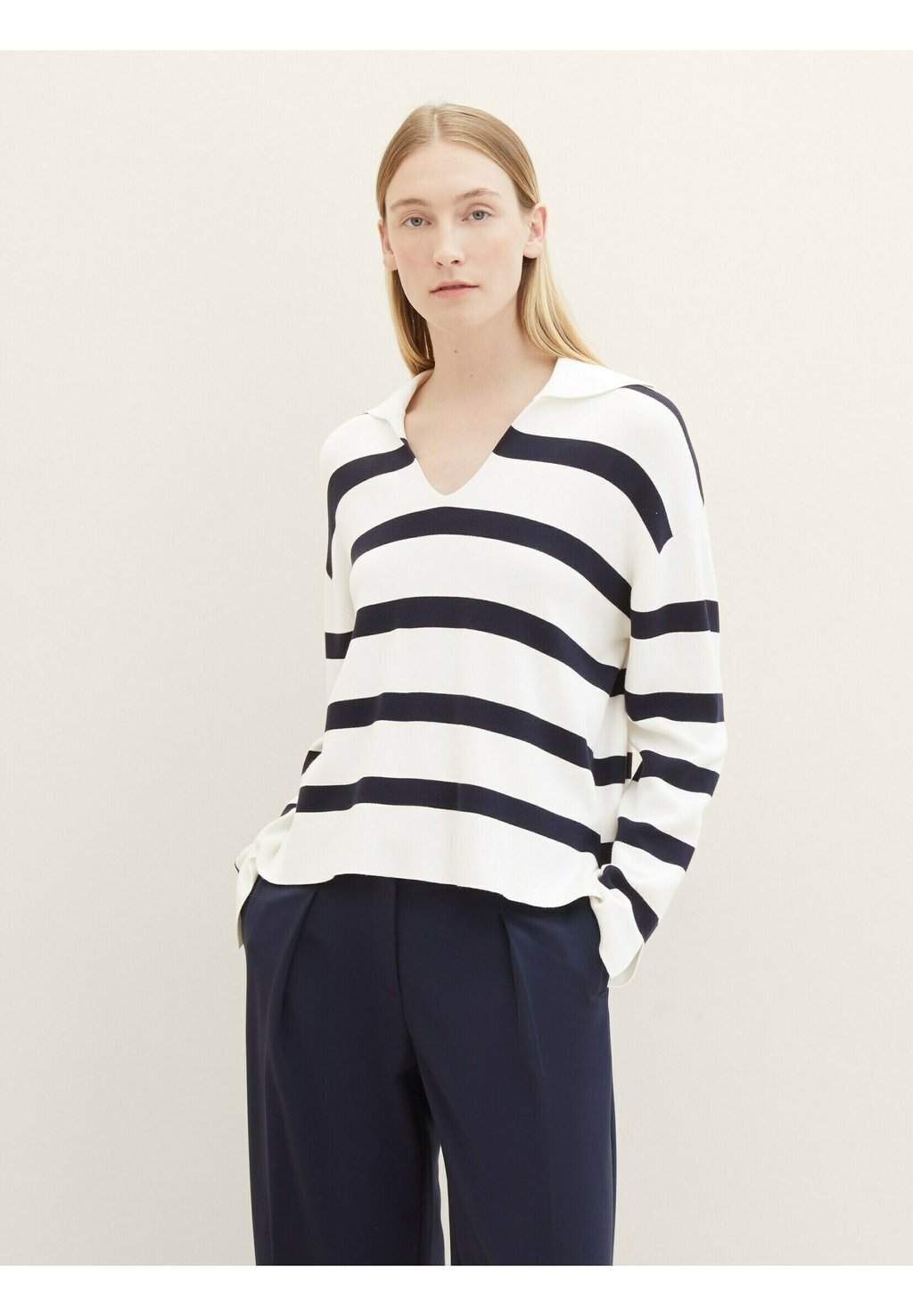 

Вязаный свитер TOM TAILOR, цвет offwhite navy stripe knit