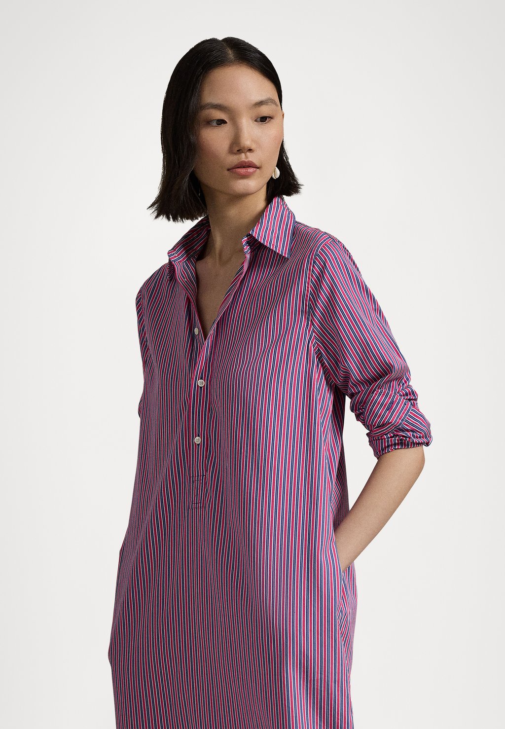 

Платье-рубашка STRIPED COTTON SHIRTDRESS Polo Ralph Lauren, розовый