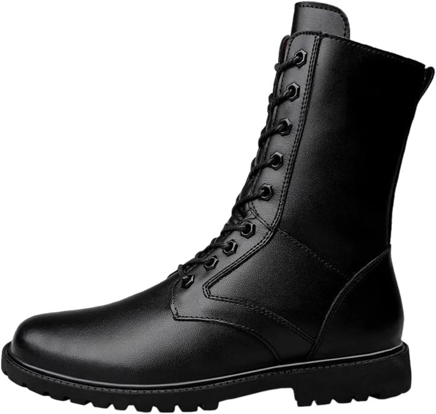 

Зимние мужские ботинки на высокой подошве тактического стиля, кожаные с молнией, обувь для улицы, большие размеры, удобные ботинки Generic, черный