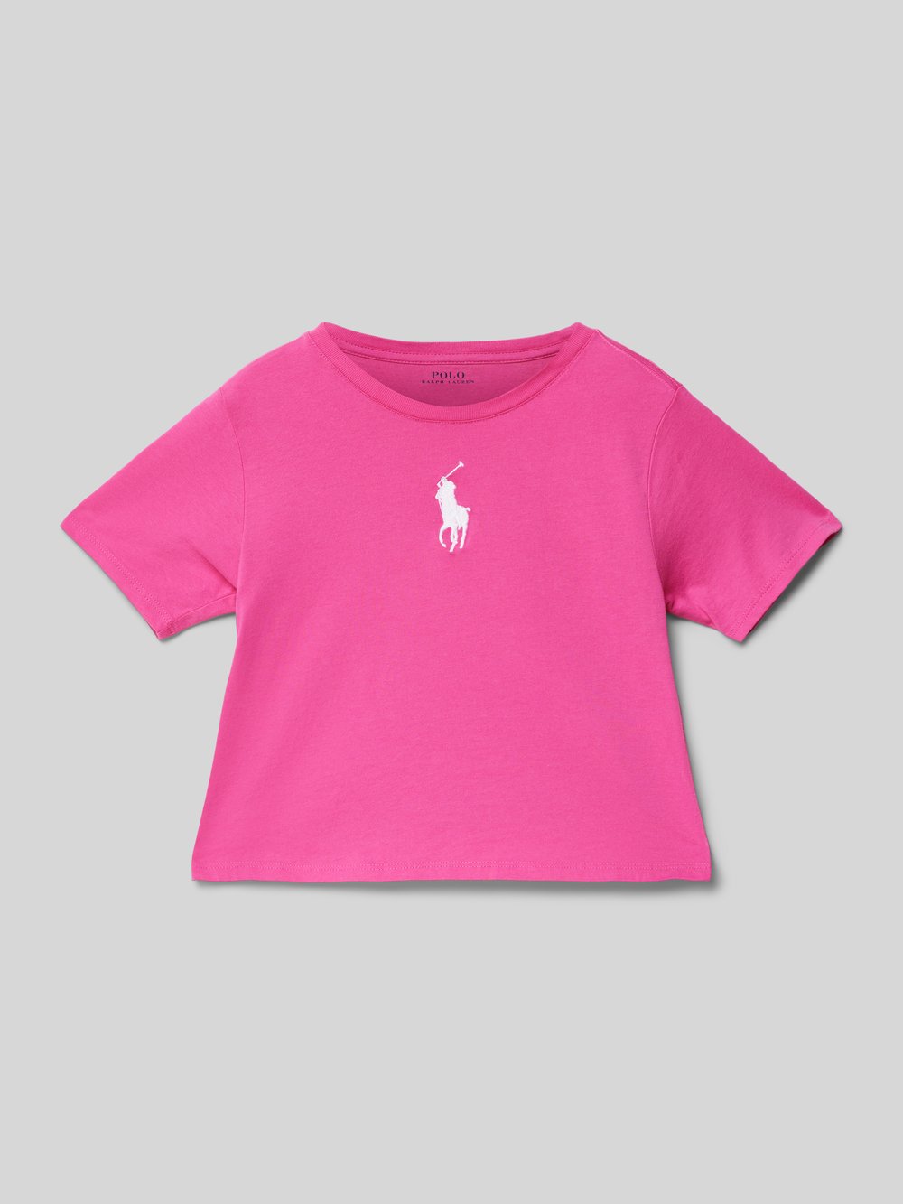 

Футболка с ребристым круглым вырезом Polo Ralph Lauren Kids, розовый