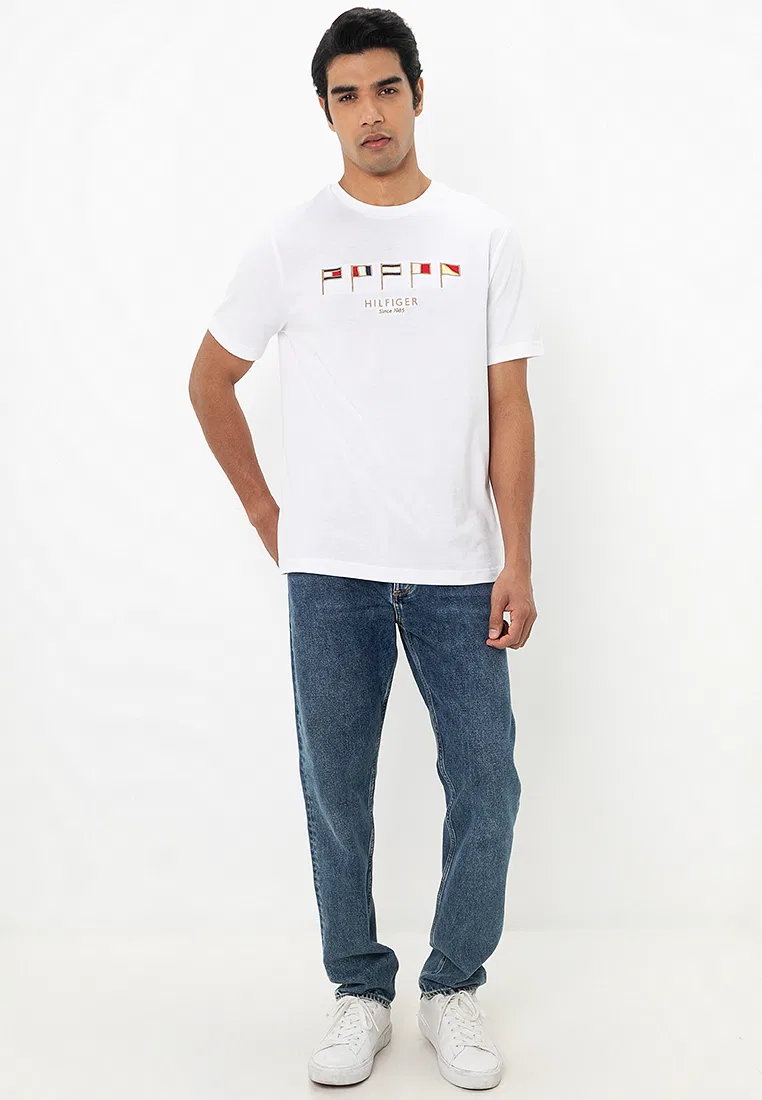 Футболка с принтом, короткий рукав, Hilfiger Multi Flags Tee, Tommy Hilfiger, белый — фото 4