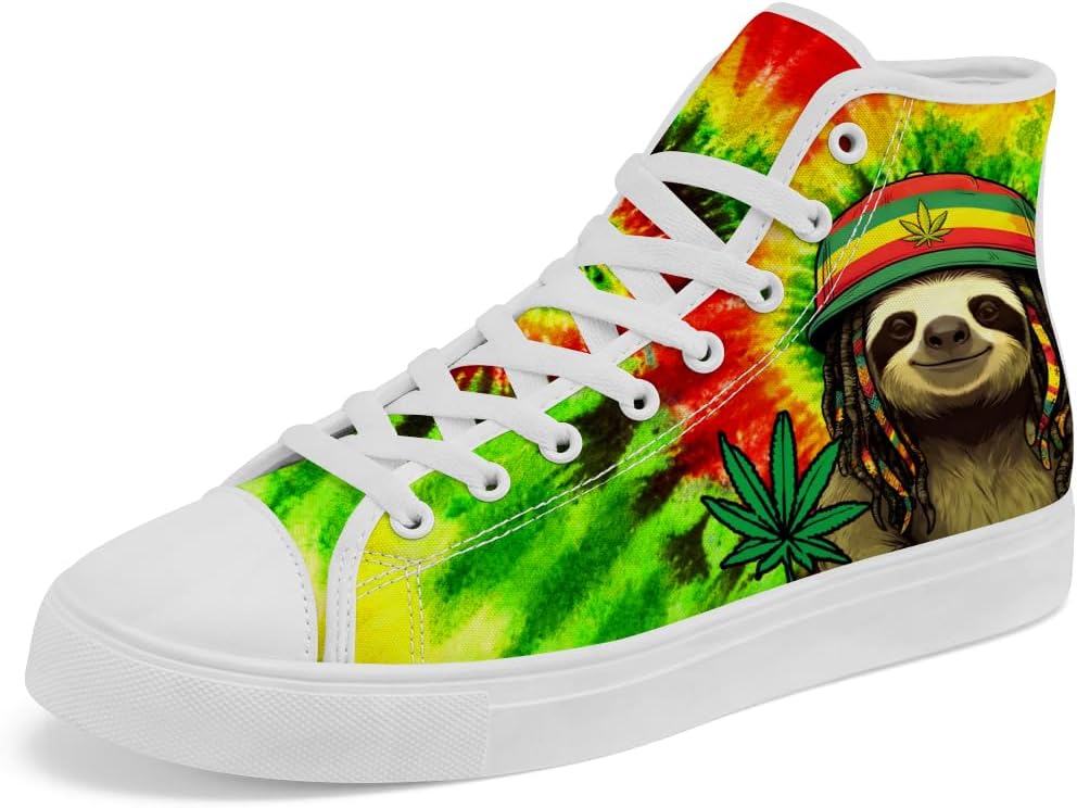 

Кеды Chebing Rasta High Top из холщовой ткани для мужчин и женщин Ямайка, высокие кроссовки на шнуровке, повседневная обувь, подарок для папы и мамы, желтый