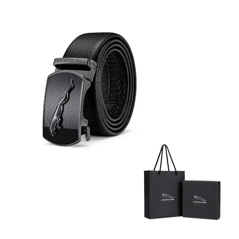 

JAGUAR Мужской кожаный ремень из коровьей кожи черный шириной 3.55 см, Black