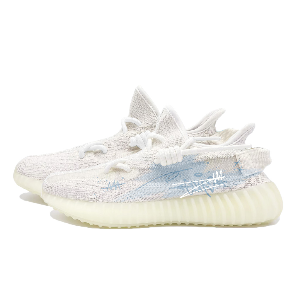 Adidas Originals Yeezy Boost 350 V2 Blue Mist Love Letter устойчивые к истиранию низкие кеды унисекс синие, цвет Blue — фото 4