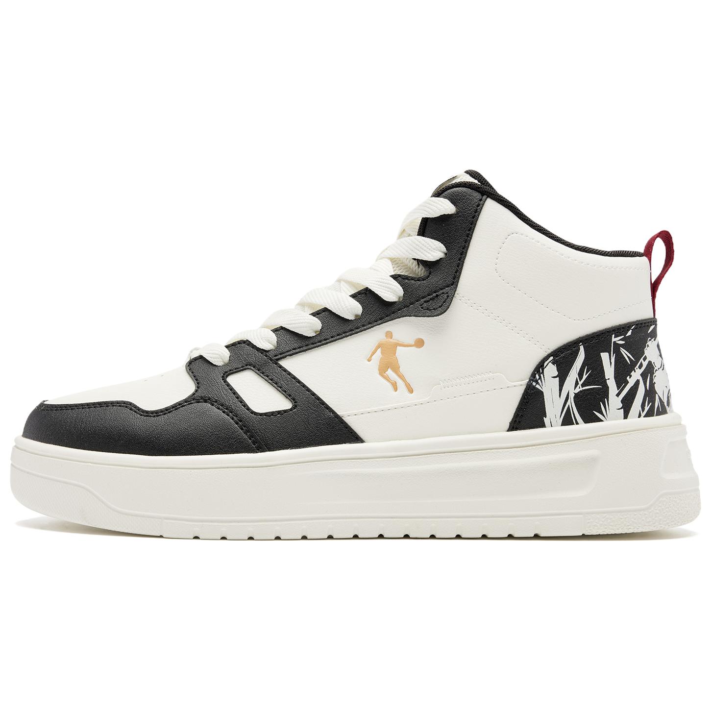 

QIAODAN Кроссовки Dry Slip Resistant Abrasion Resistant High top Skateboard Shoes Men's Ivory White Black