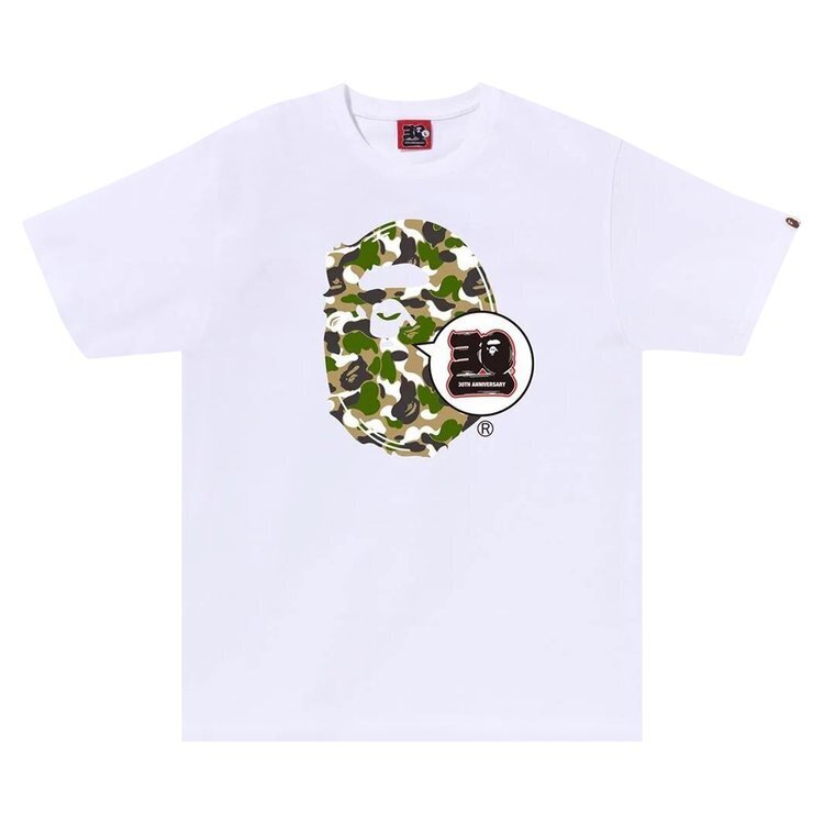 

Футболка BAPE Store Zozotown 30th Anniversary Ape Head Set 'White', белый