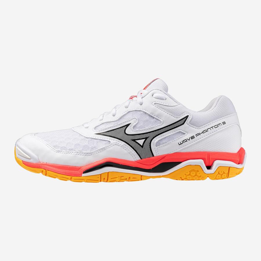 Женские/мужские гандбольные кроссовки Mizuno Wave Phantom белого/розового/оранжевого цвета — фото 2