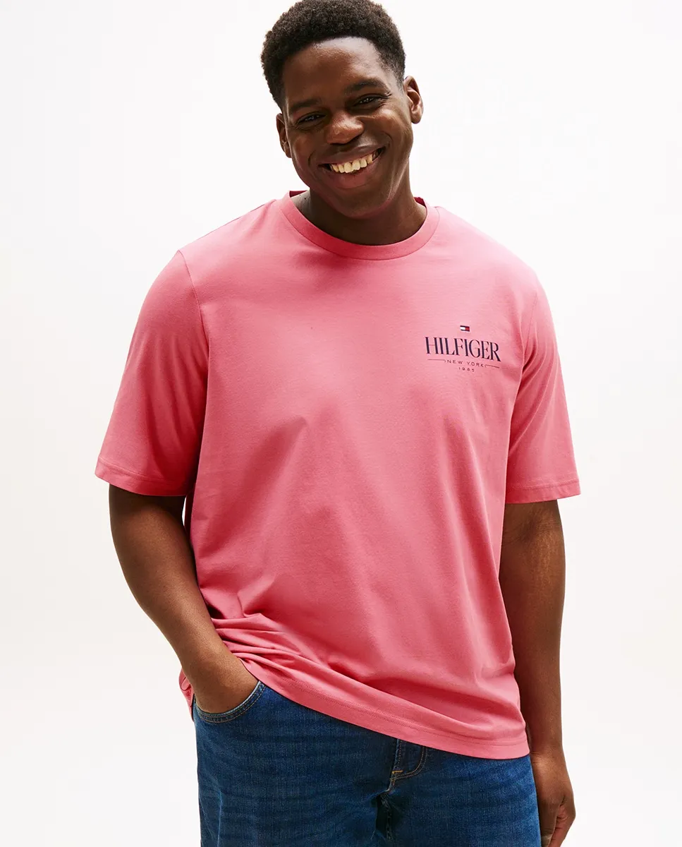

Мужская футболка с короткими рукавами и комбинированным брендингом, большие размеры Tommy Hilfiger, розовый