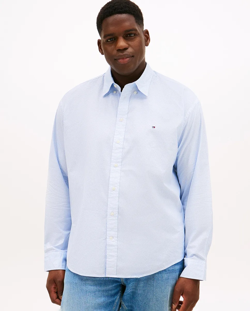 

Мужская рубашка с длинным рукавом с принтом больших размеров Tommy Hilfiger, синий