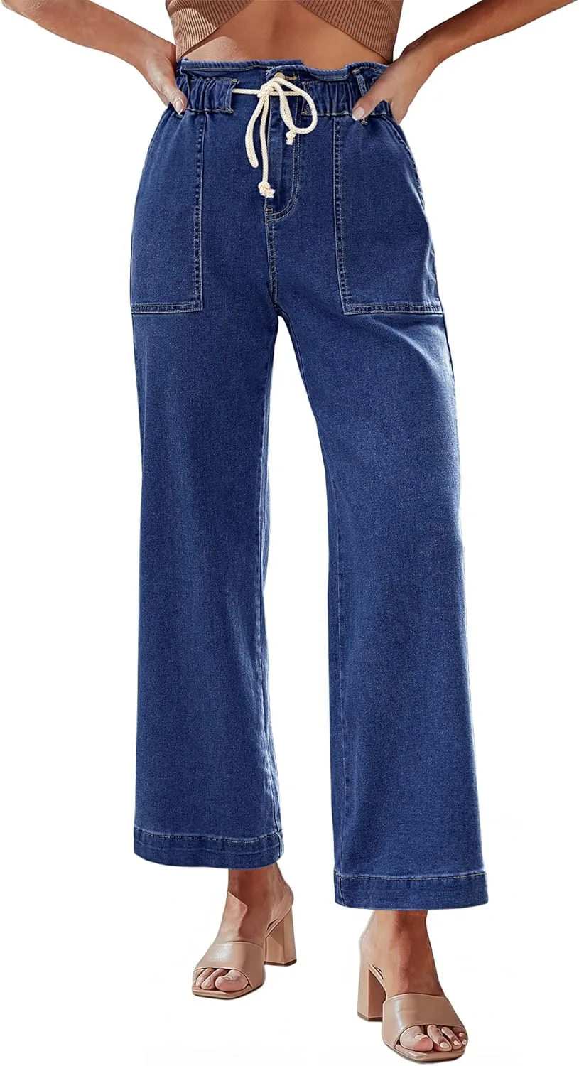 

Luvamia широкие джинсы для женщин с высокой талией и эластичным поясом