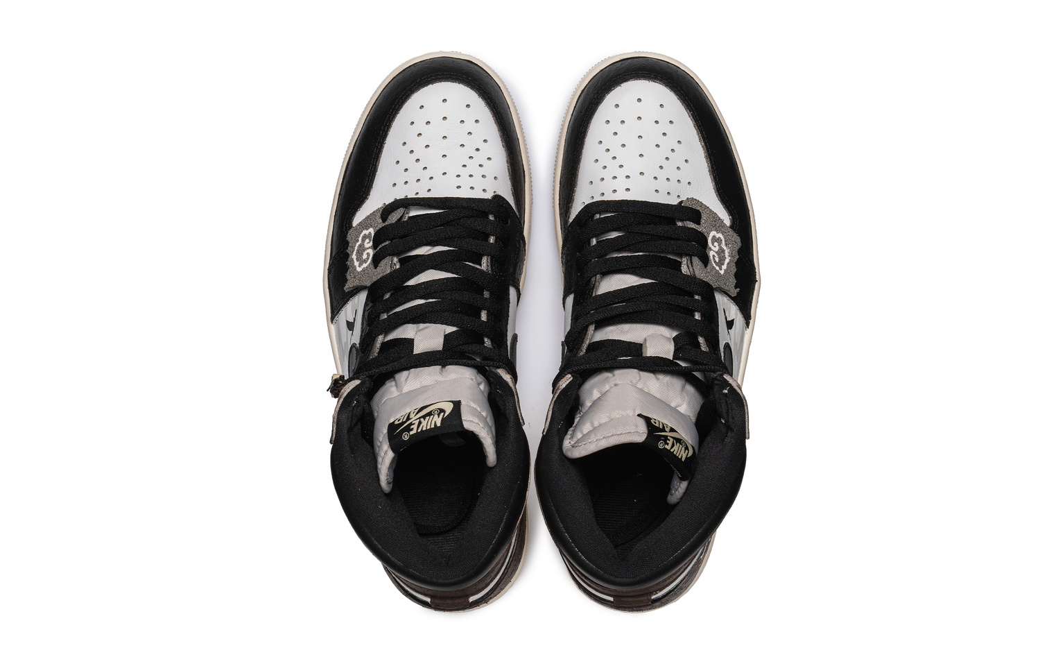 Кроссовки Air Jordan 1 Vintage Basketball Shoes Men High-top Black, коричневый — фото 4