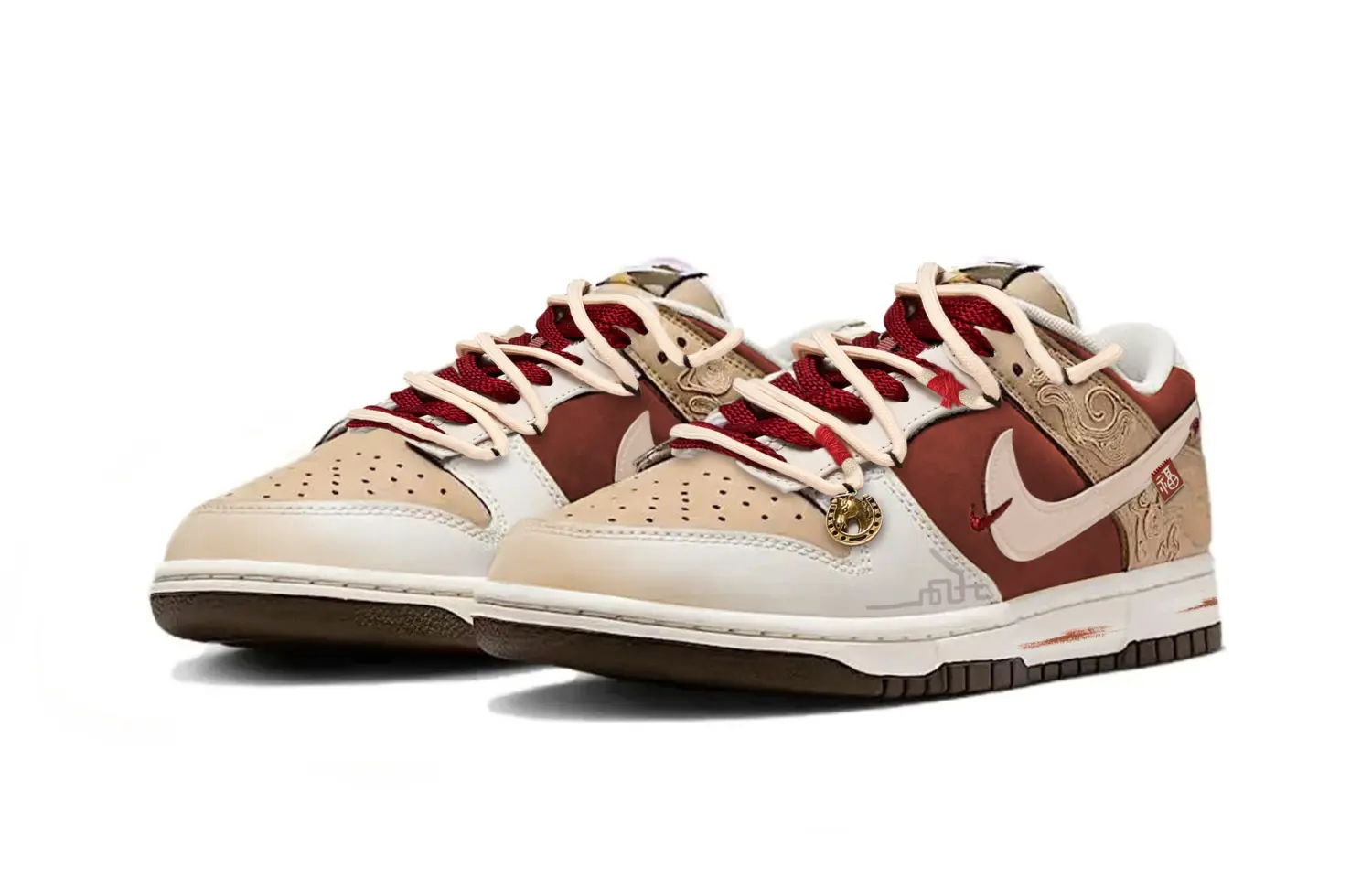 Nike Dunk Cherry Bomb, Undomesticated Cushioning, износостойкие низкие кроссовки для скейтбординга Unisex красно-коричневые — фото 4