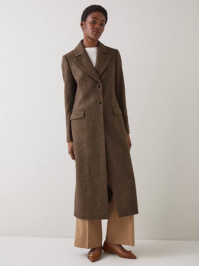 

Дакота однобортный приталенный пальто из шерстяной смеси в клетку L.K.Bennett, Brown/Multi