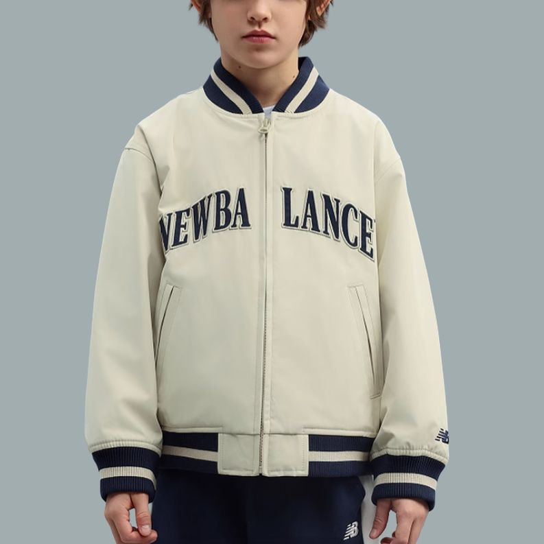 New Balance Бейсбольная куртка светло-бежевый для детей 3-7 лет — фото 4