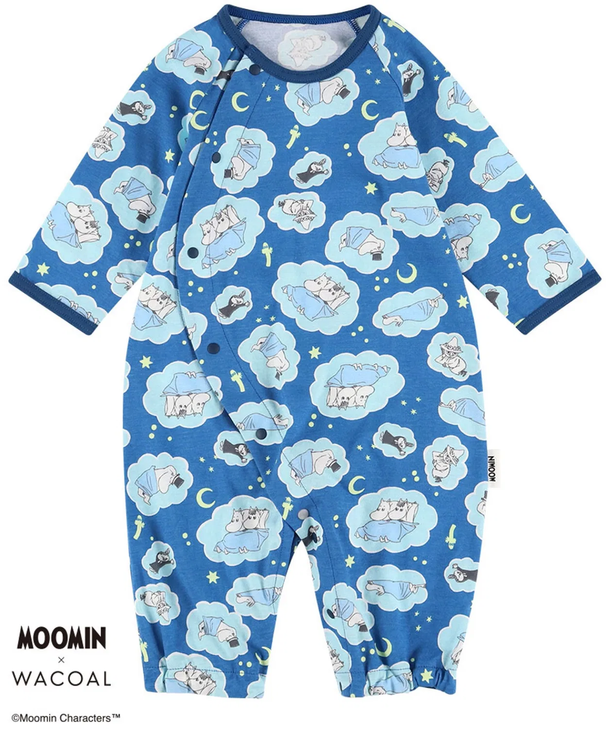 Детский боди-комбинезон с длинным рукавом Wacoal Baby Moomin, хлопок, тёмно-синий