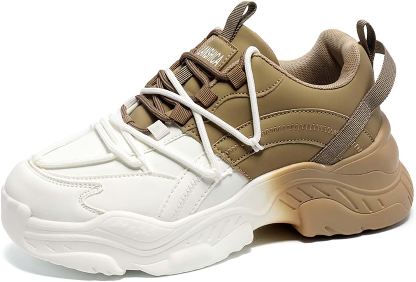 

Мужские кроссовки на платформе в стиле стритвеар от Niepce Inc, Brown White-8872