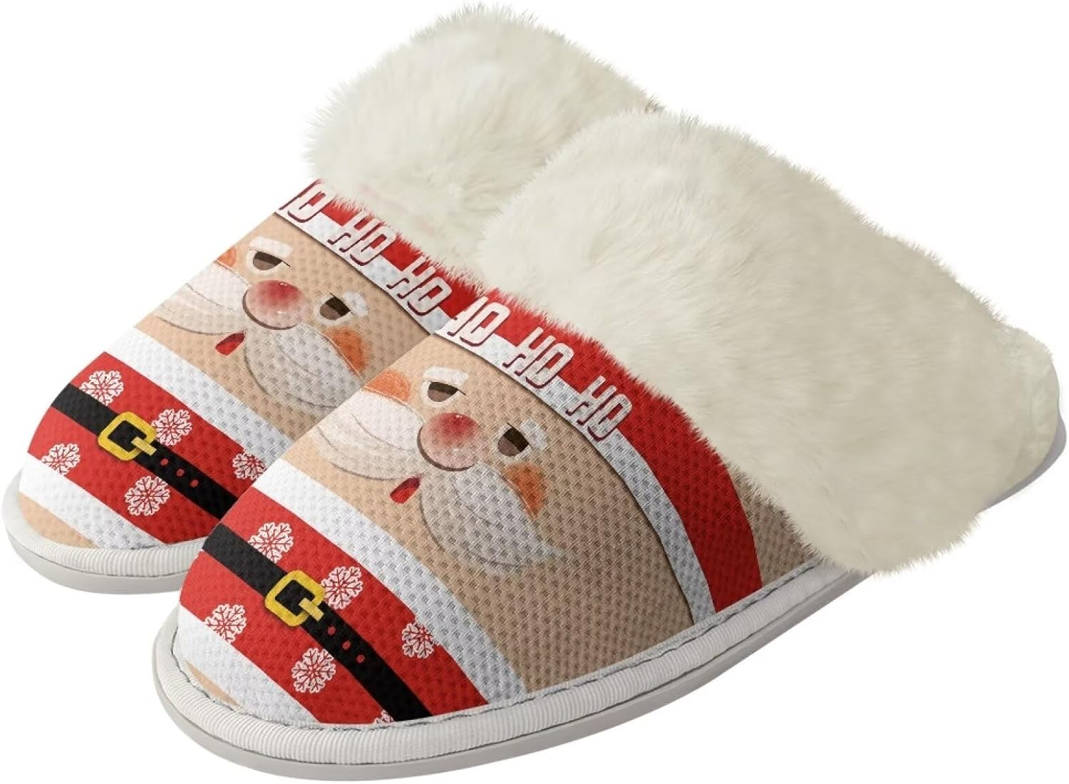 

Рождественские милые хлопковые тапочки для женщин и мужчин, мягкие, уютные, удобные, легкие домашние тапочки для пар Zhangruoheng, Cute Santa Claus Print
