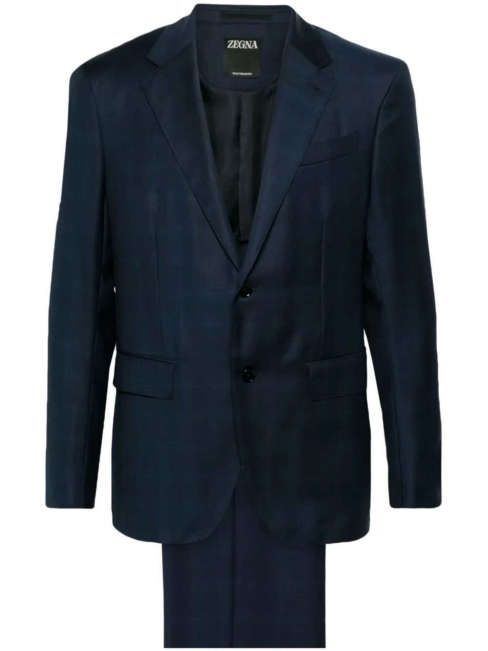 

Клетчатый костюм с однобортным пиджаком Zegna, синий