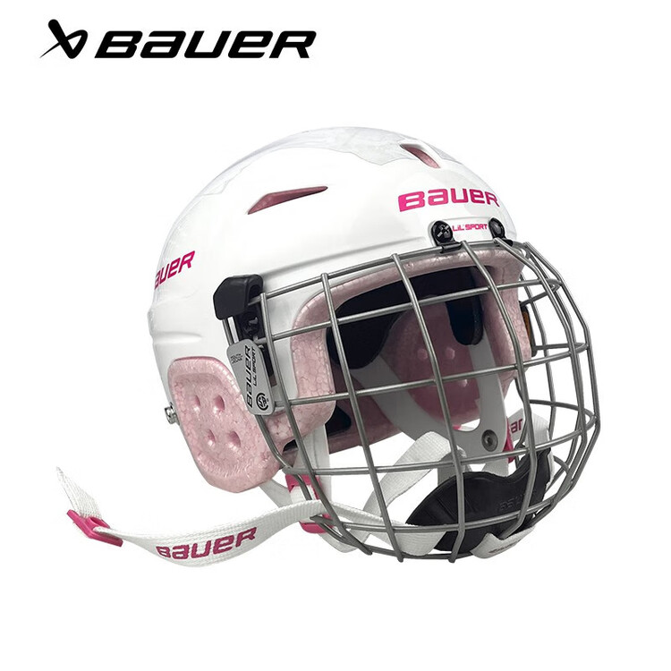 

He Jiagong Детский шлем Ice Ball LIL для роликов, хоккея на суше, белый и розовый