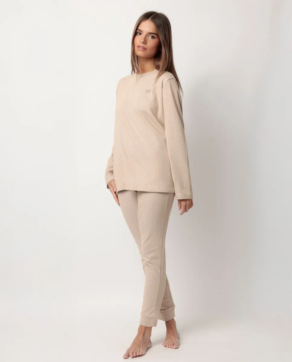 

Женская пижама с длинными штанинами из вязаного трикотажа Admas, песочный