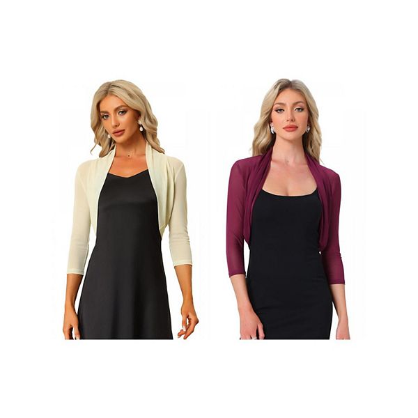 

2 упаковки женских полупрозрачных элегантных болеро с длинными рукавами Inspire Chic, Apricot Burgundy