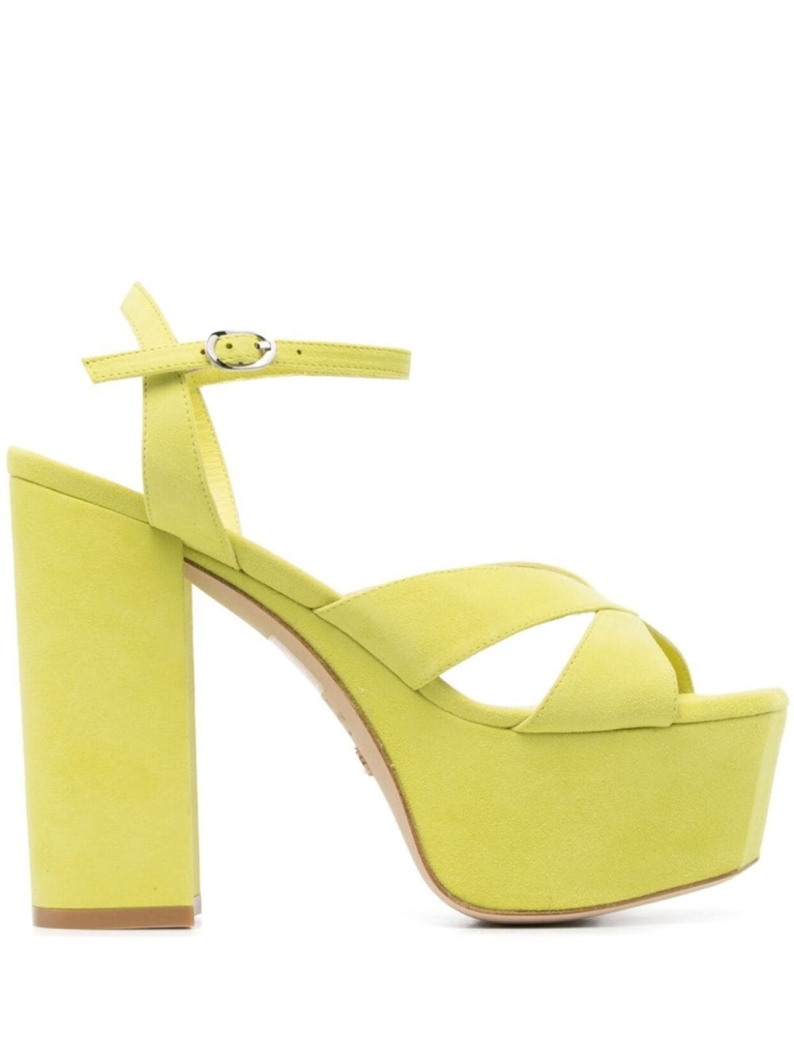 Stuart Weitzman босоножки Miami 140 на платформе, зеленый