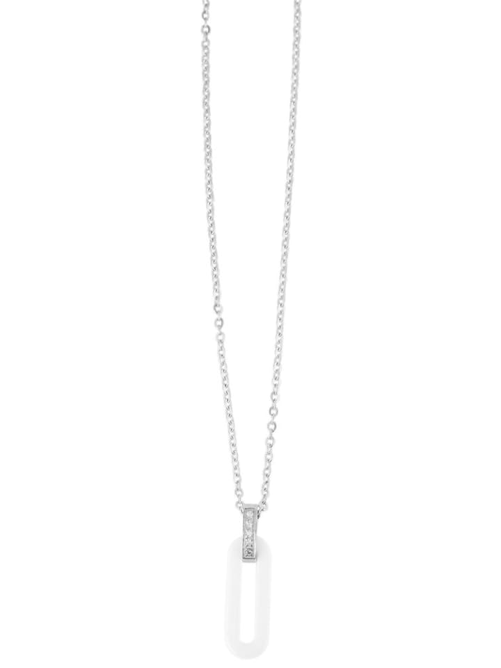 

Adeliás Женское колье - цепочка-якорь из нержавеющей стали с кубическим цирконием, 45 см, серебро