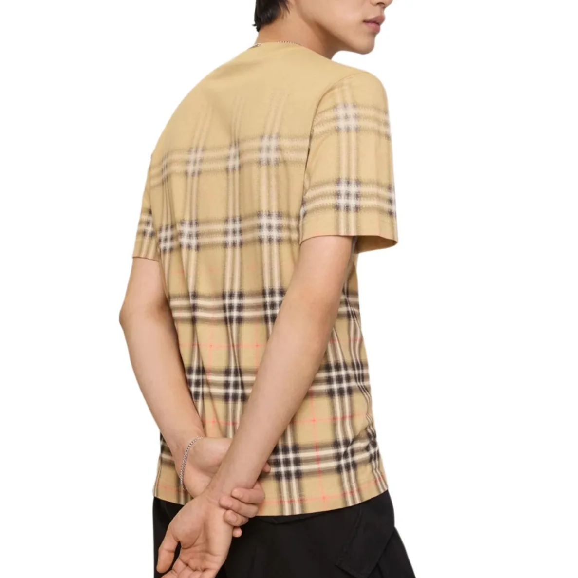 Футболка Burberry gradient check, хлопок, sandy бежевый — фото 4