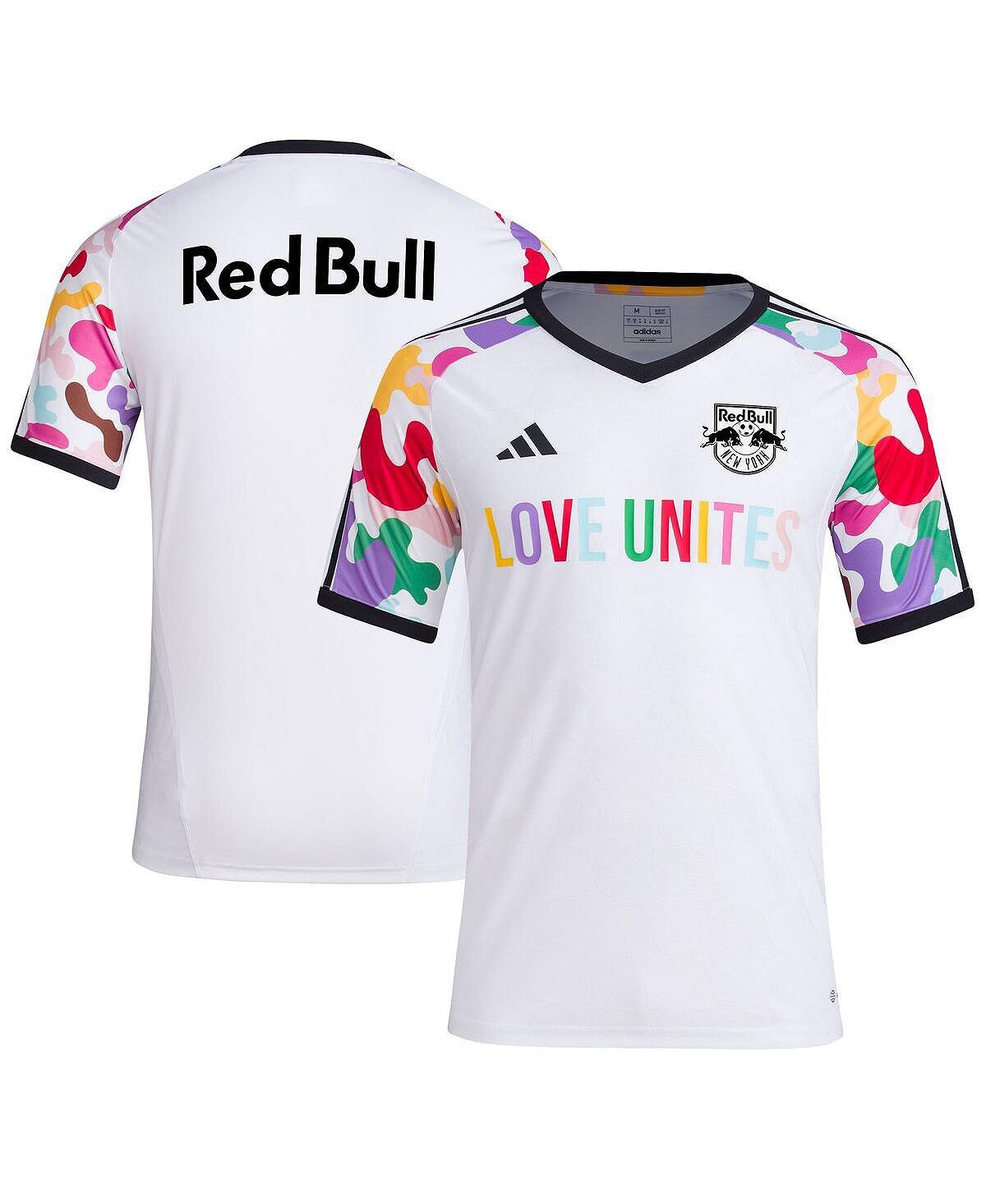 

Мужская белая предматчевая футболка New York Red Bulls Pride 2023 adidas, Белый, Мужская белая предматчевая футболка New York Red Bulls Pride 2023 adidas