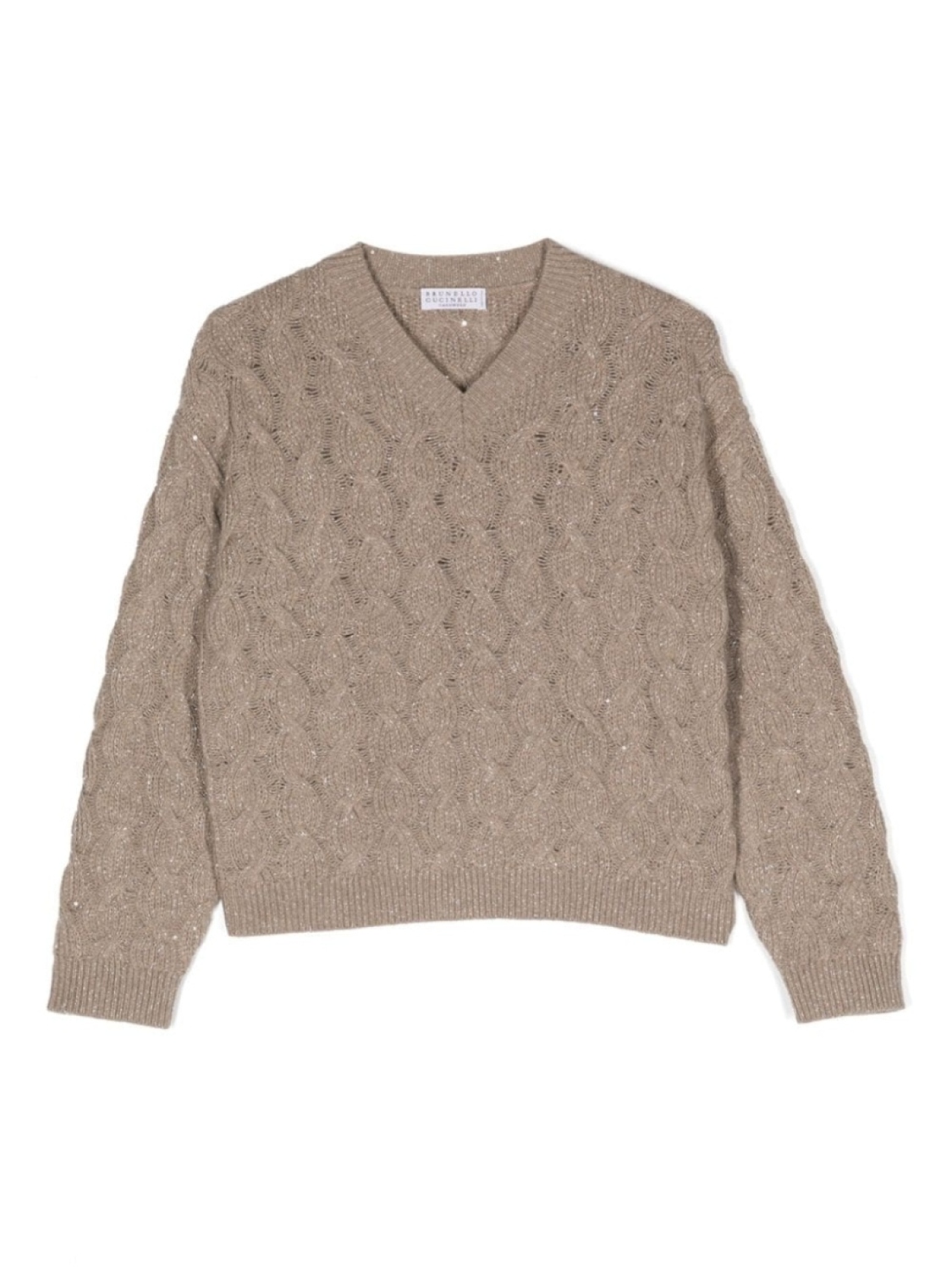 

Brunello Cucinelli Kids джемпер фактурной вязки с блестками, нейтральный цвет