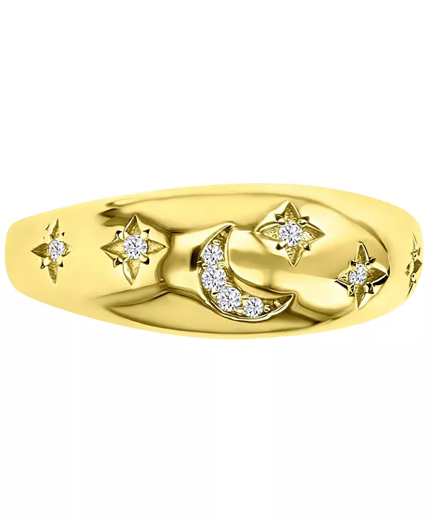 

Кольцо с полированным куполом из кубического циркония в виде луны и звезд Macy'S, gold