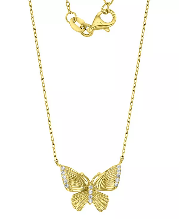 

Ожерелье с подвеской в виде бабочки из кубического циркония, позолоченное серебро 14 карат, длина 16 дюймов + удлинитель 2 дюйма Macy'S, gold