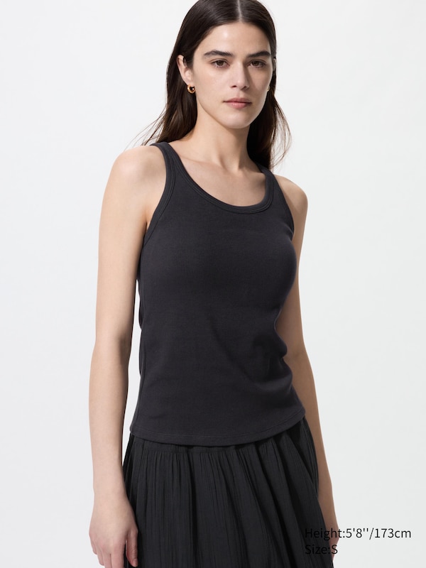 Рифленый бра-топ racerback Uniqlo, 09 black
