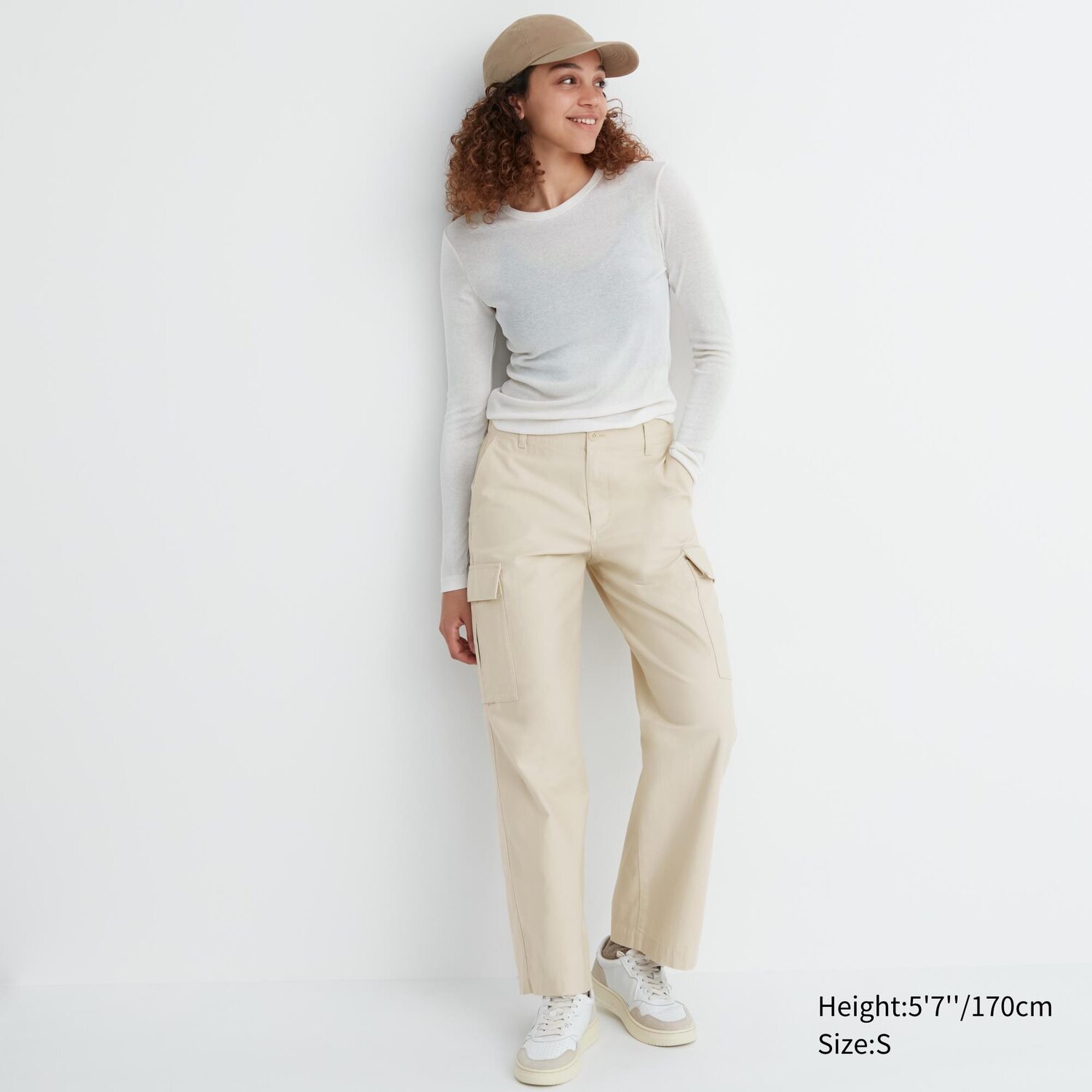 

Брюки-карго UNIQLO широкие, бежевый