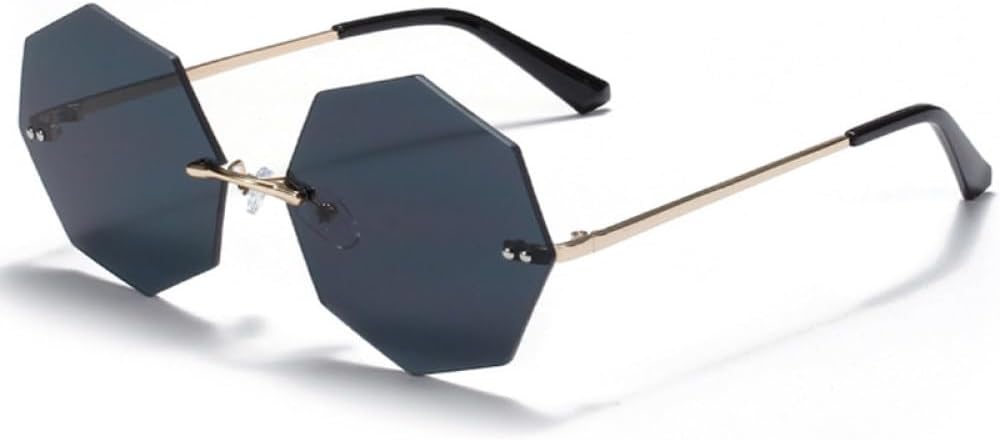 

Солнцезащитные очки Polygon без оправы, модные для мужчин и женщин, в стиле ретро, ​​с металлическим покрытием, защита от УФ-излучения UV400, подарки для вечеринок (золотой G15, один размер) LXLHWN, Gold Grey