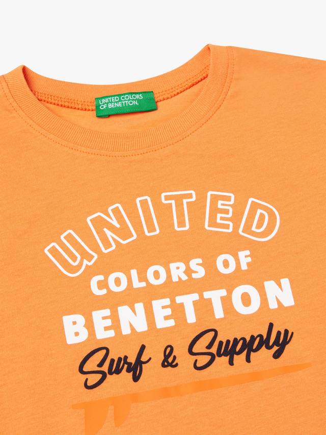 Детская футболка с логотипом Benetton, Apricot — фото 3