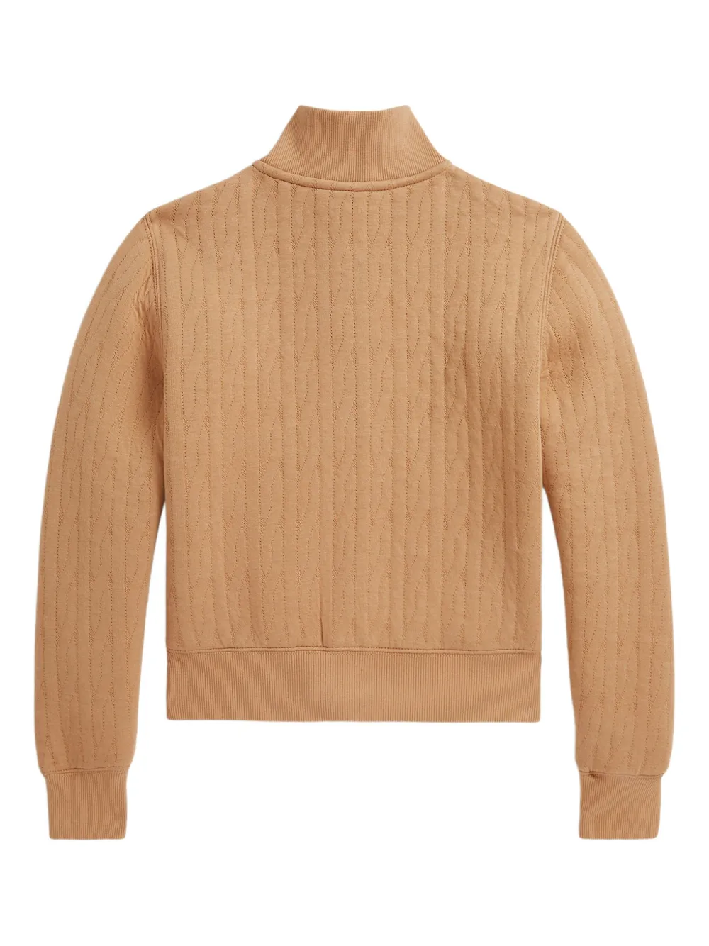 Стеганый кардиган фактурной вязки Polo Ralph Lauren Kids, светло-коричневый — фото 3