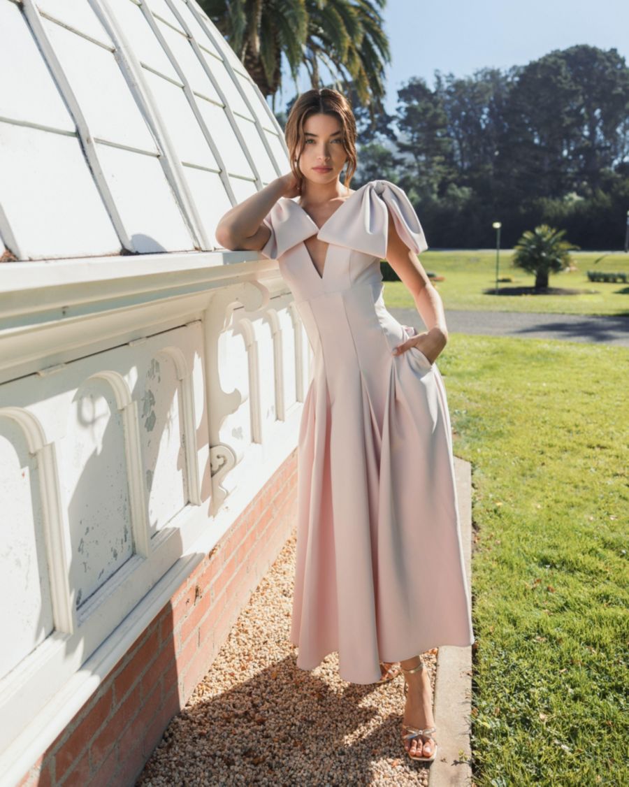 

Женское миди-платье А-силуэта из крепа Mac Duggal, Blush