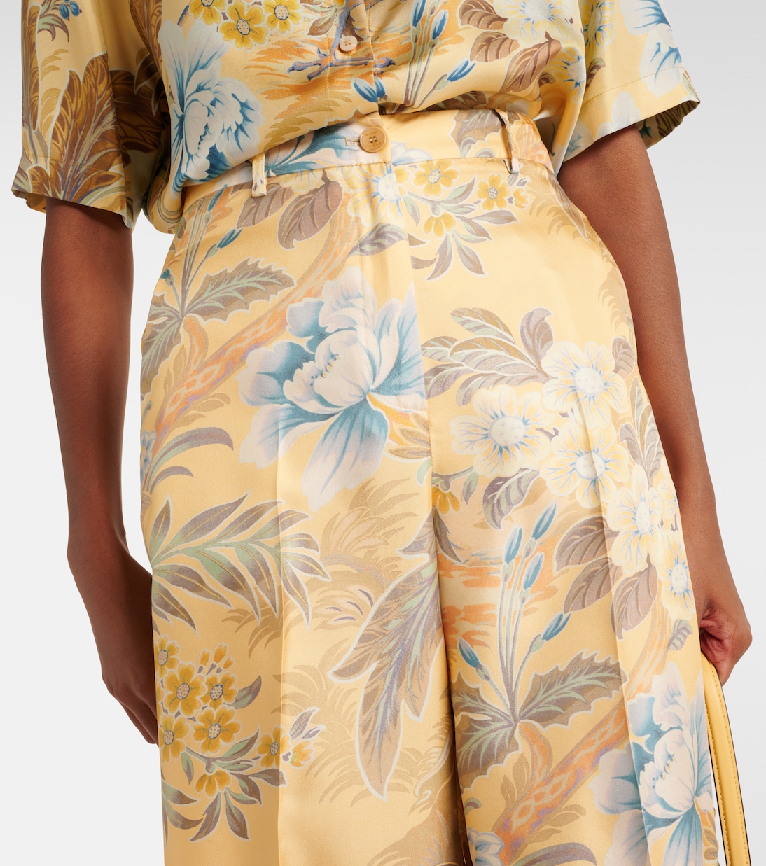 Широкие брюки из шелка с принтом Etro, Print On Yellow Base — фото 4